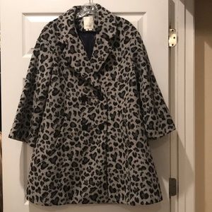 Anthropologie gray leopard coat Size M